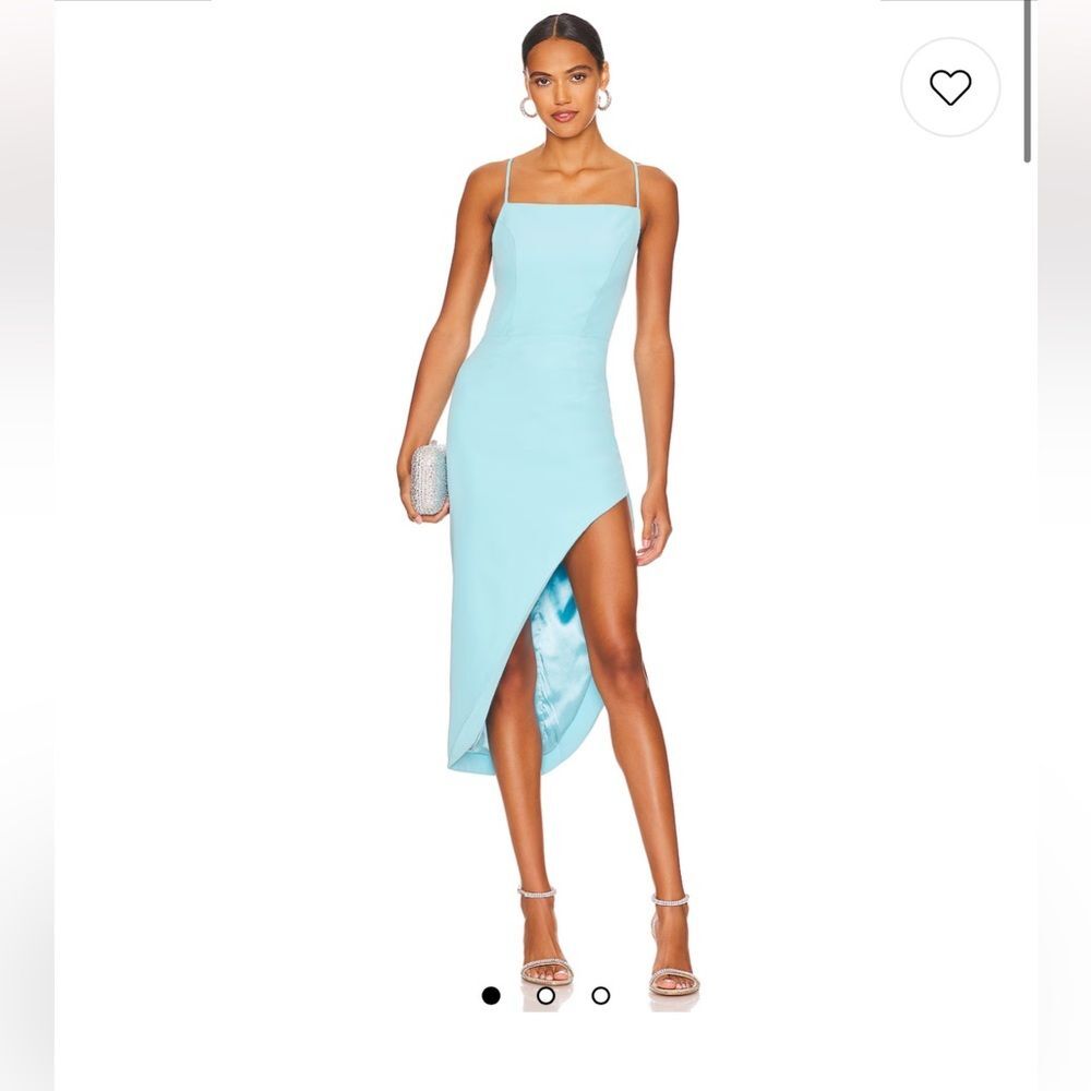 REVOLVE Bardot Anya Midi Dress asymmetrical hem open back baby Blue L